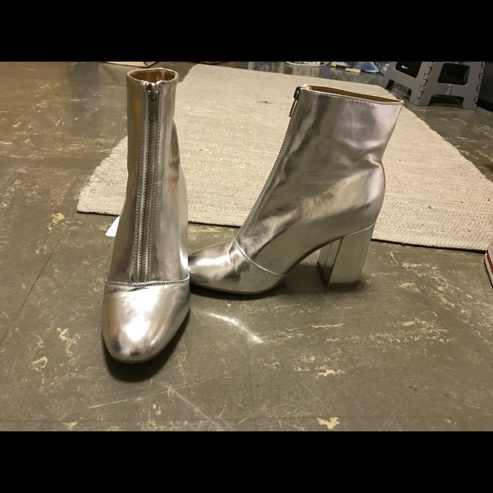 Silver ankle boots